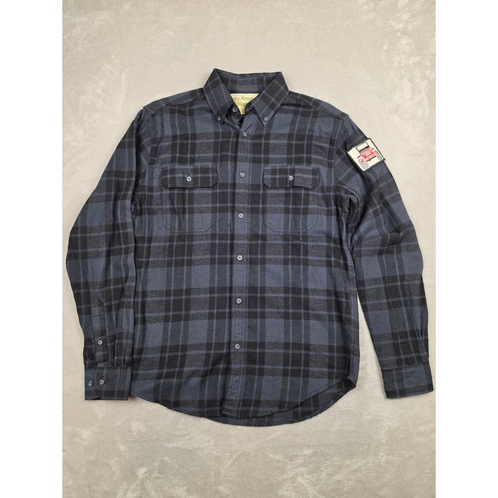 Angry Minnow Vintage Flannel Shirt Men S Blue Black Jeep Nation Patch Plaid Read
